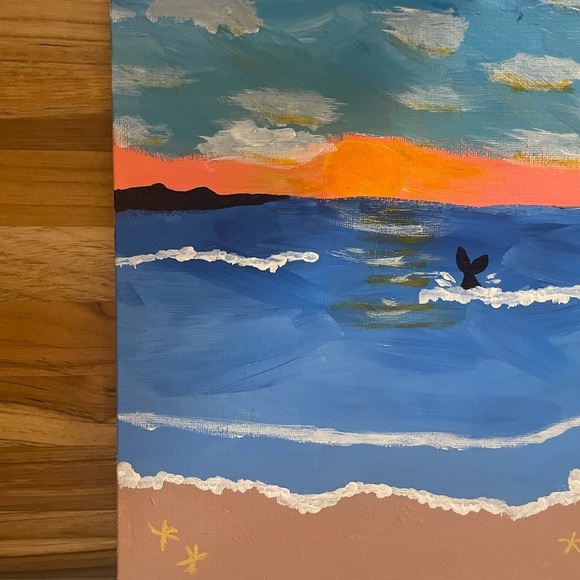 Mermaid at Montauk Sunset Beach Canvas Impressionism Art - Picture 3 of 3